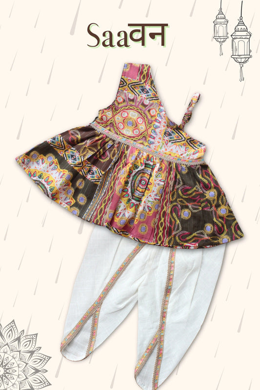 One-Shoulder Charm – Peekaboo Girls’ Ethnic Co-ord