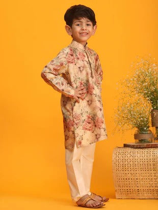 Rustic Charm – Boys’ Cotton Kurta Pyjama Outfit