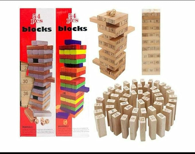Tower Game – Wooden Number Blocks Stacking Fun for Kids & Adults – Indoor Board Play