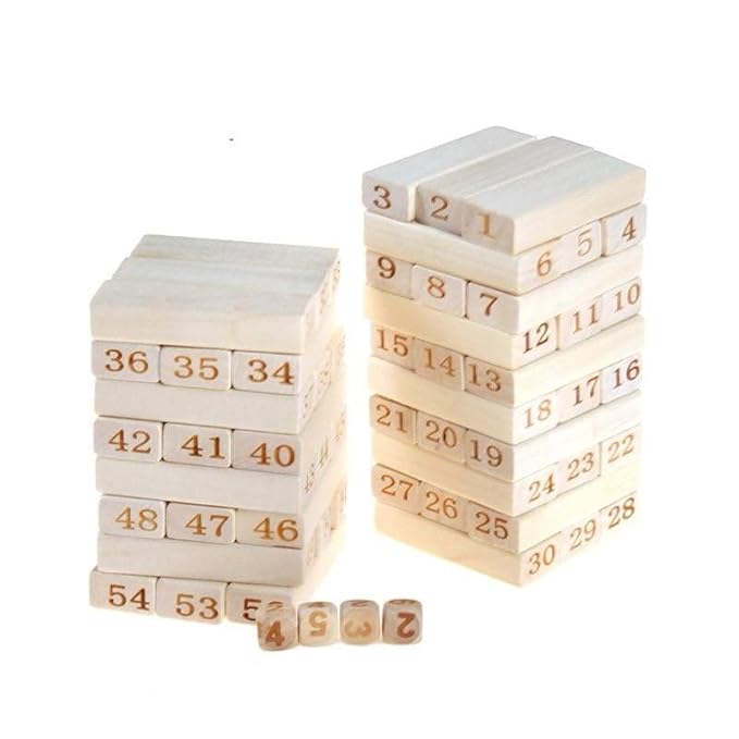 Tower Game – Wooden Number Blocks Stacking Fun for Kids & Adults – Indoor Board Play