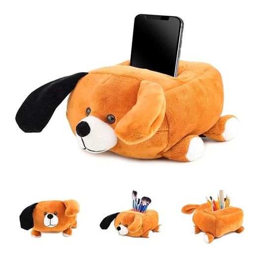 Webby Plush Cute Dog Teddy Multi Purpose Holder Soft Toys Brown