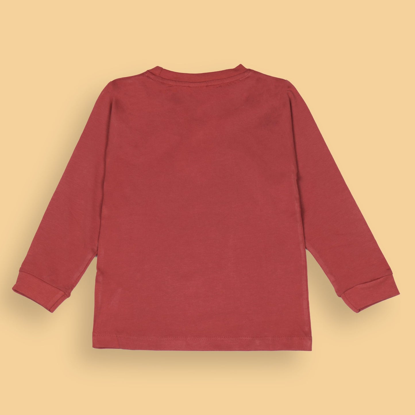 Ollypop Essentials T-Shirt – Breezy Breathable Sinker, Full Sleeves, Placement Print for Happy Kids (Dark Orange)