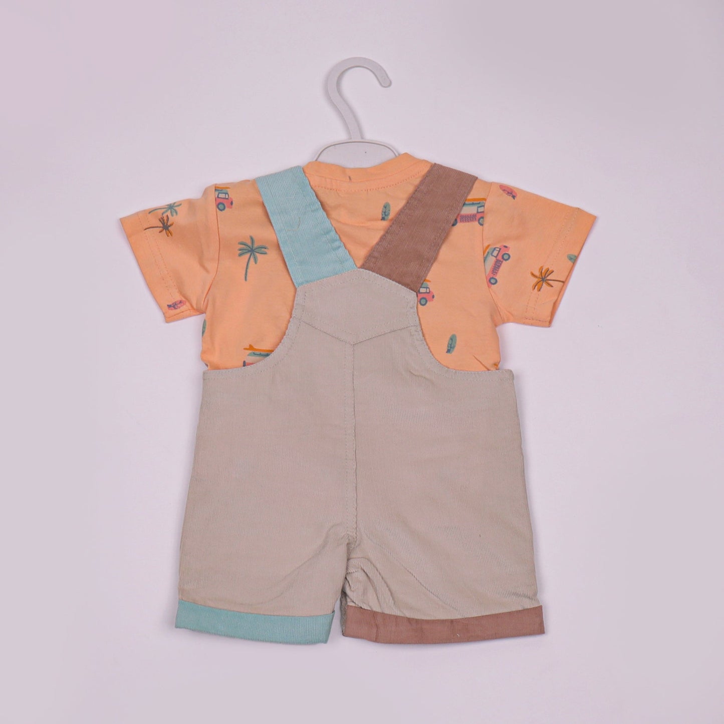 Toffyhouse Boys Dark Orange Cotton Bodysuit with Chiffon Dungaree Romper