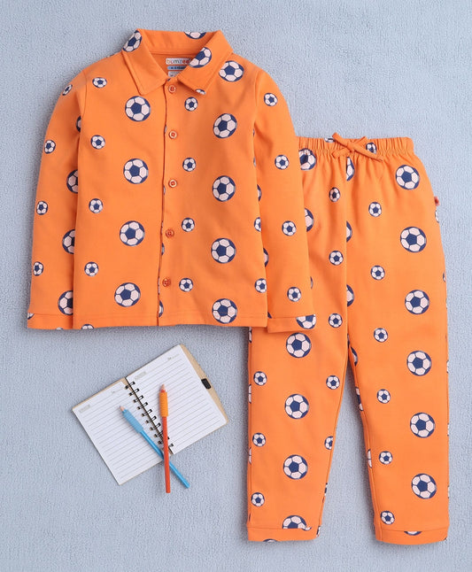Stay warm all night with Bumzee’s dark orange cotton set—perfect for smart outdoor nights!