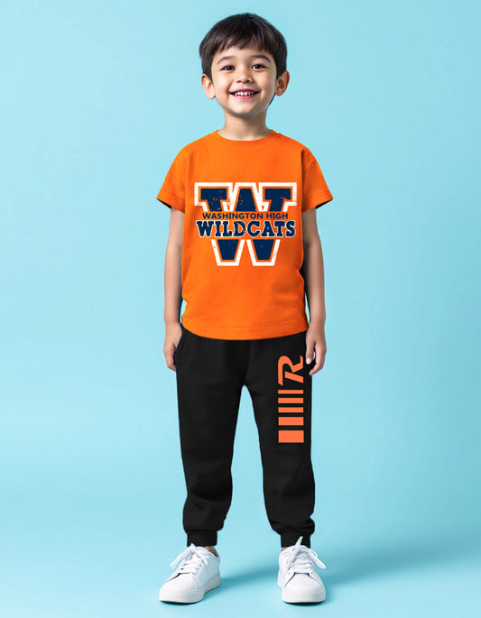 Trampoline Boy's Dark Orange 'WILDCATS' T-Shirt & Pant Set