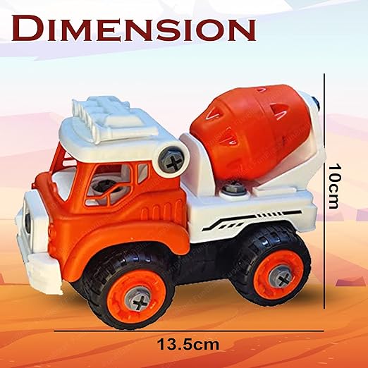DIY Cement Mixer Construction Truck Toy with Screwdriver – STEM Building Vehicle Kit for Kids (Ages 3+)