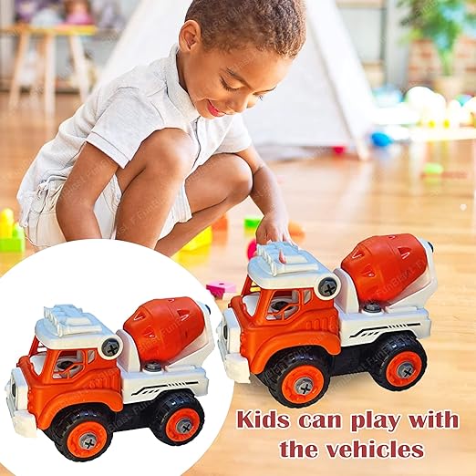 DIY Cement Mixer Construction Truck Toy with Screwdriver – STEM Building Vehicle Kit for Kids (Ages 3+)