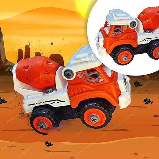 DIY Cement Mixer Construction Truck Toy with Screwdriver – STEM Building Vehicle Kit for Kids (Ages 3+)