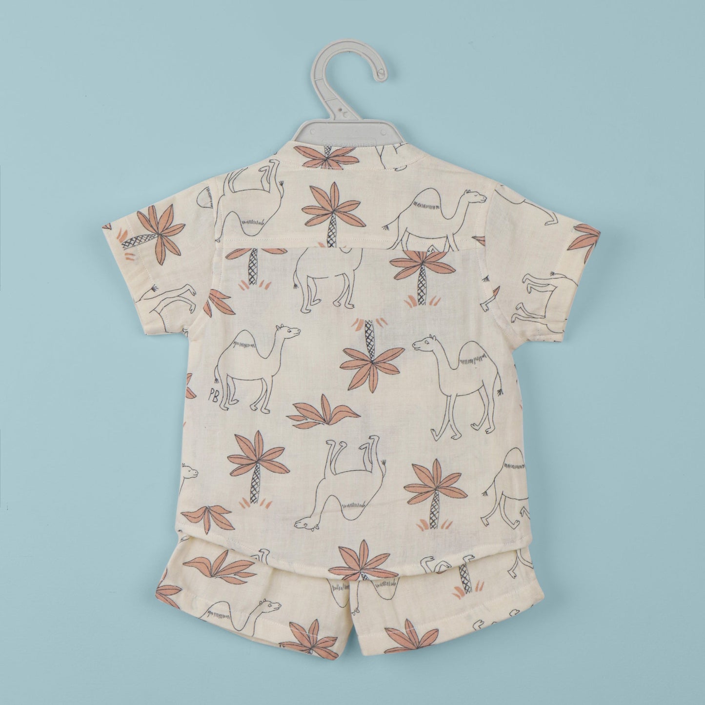 Toffyhouse Khaaki Light Muslin Shirt & Short Set – Soft Half Sleeve Round Neck Shirt