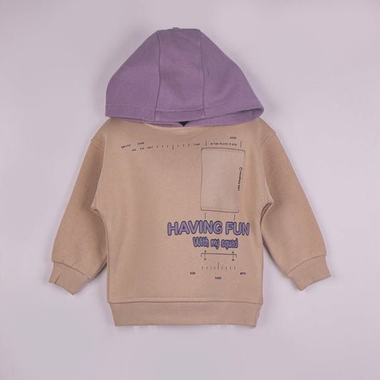 Squad Goals – Boys’ Light Khaaki Hoodie Sweatshirt
