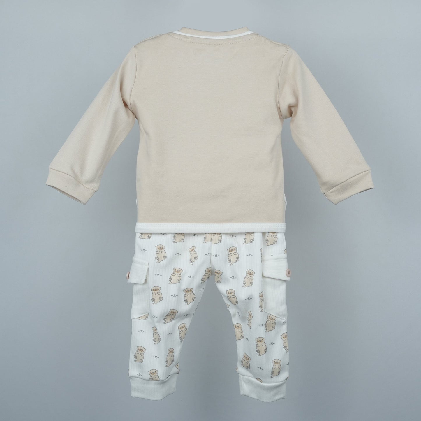 Hug & Play: Neo Nate Khaaki Light Cotton Blend T-Shirt with Joggers