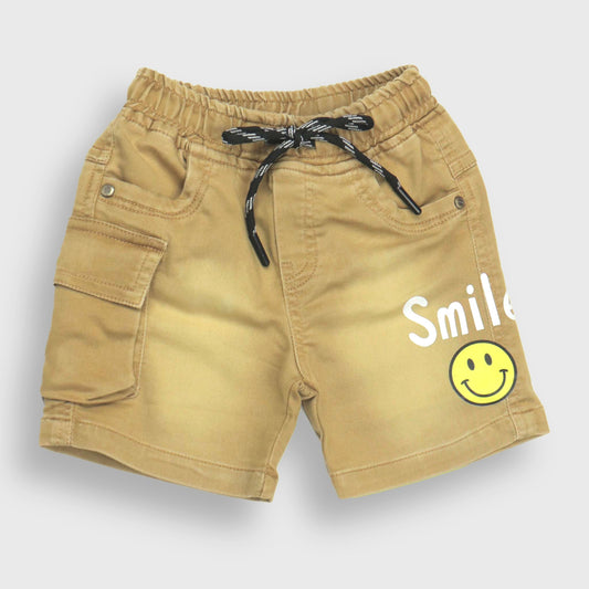Mikkie House Dark Khaki Cotton Unisex Knee-Length Shorts with Drawstring Closure