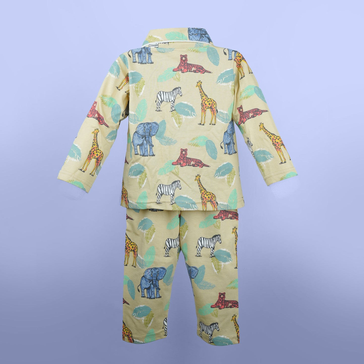 Cozy Nights: Khaaki Dark Cotton Pyjama Set for Girls