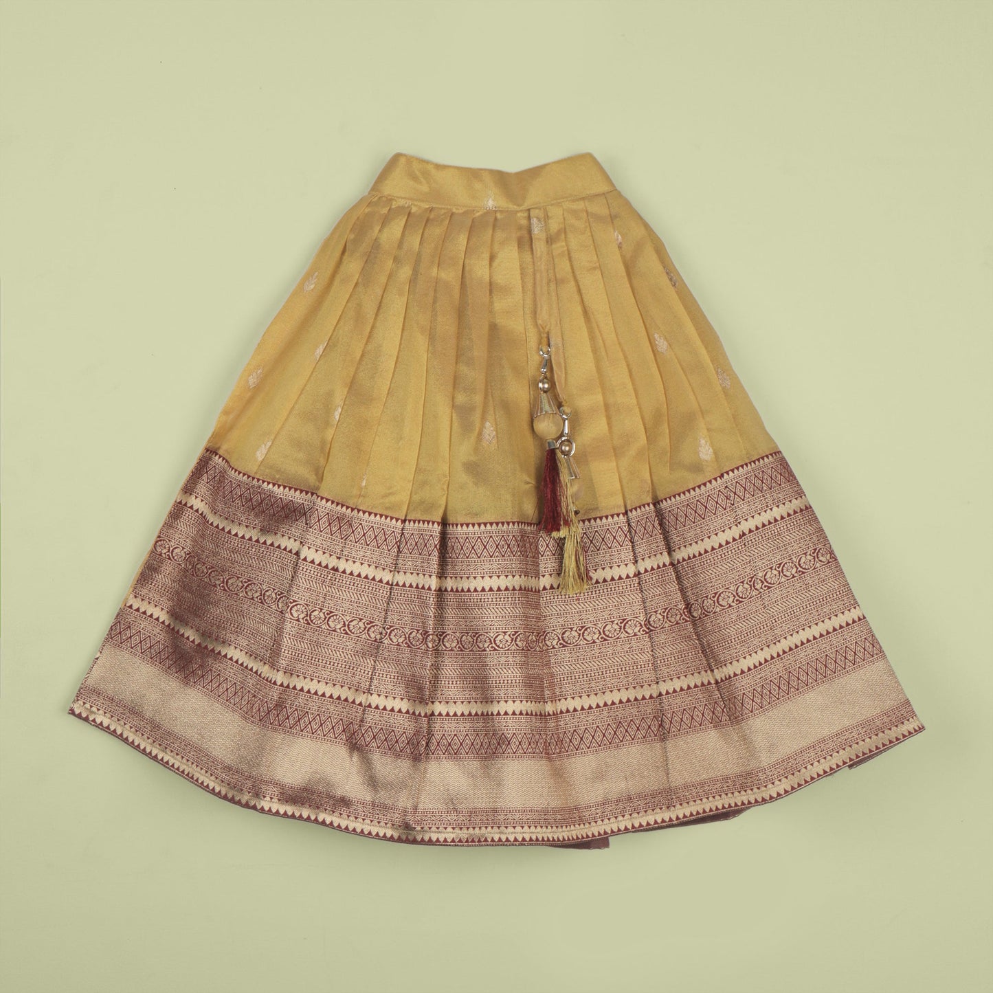 Dreamy Drizzles – Girls’ Khaki Festive Lehenga Choli