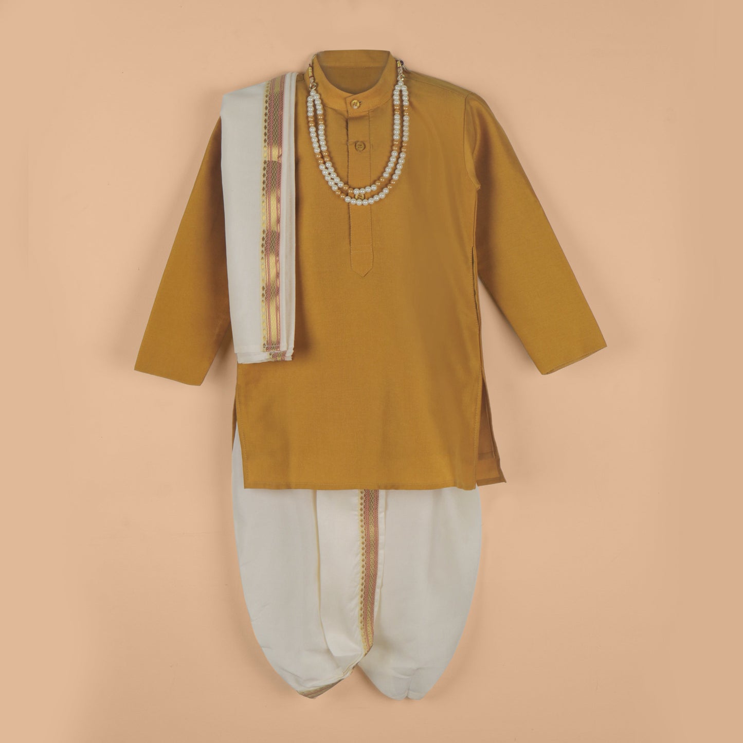 Little Star – Boys’ Khaaki Dark Ethnic Fashion Set