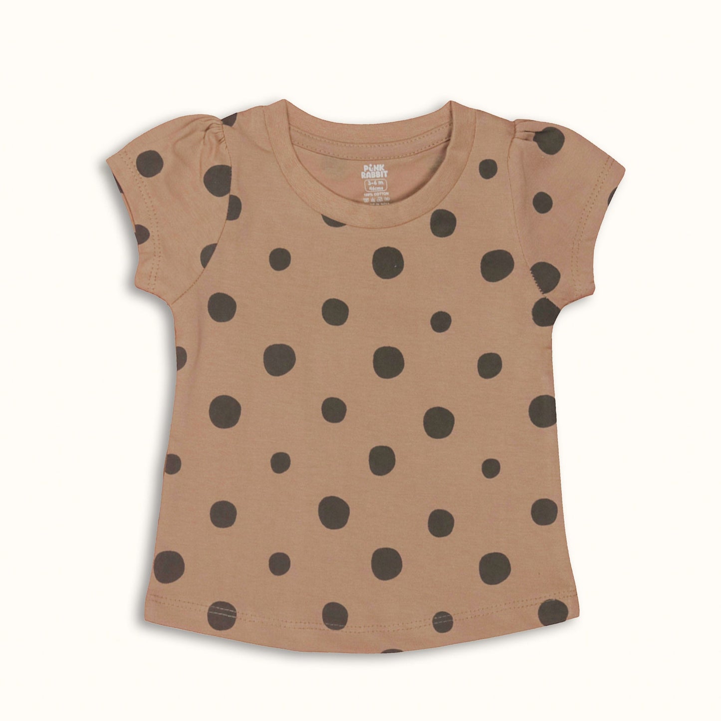 Pink Rabbit Girls Camel Printed Cotton Cap Sleeve T-shirt