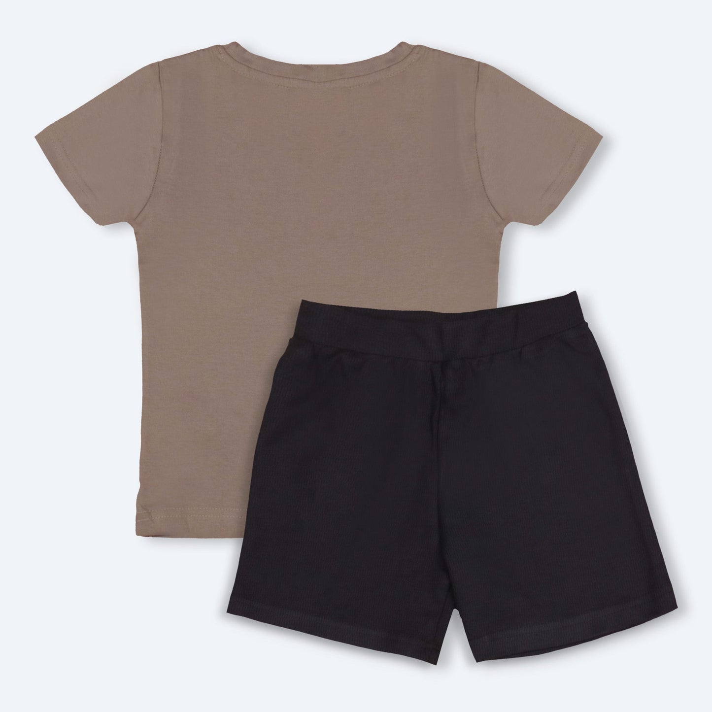 Mumbl Jumbl Girls’ Soft Cotton T-shirt & Shorts Set With Dinosaur Print - Camel Brown