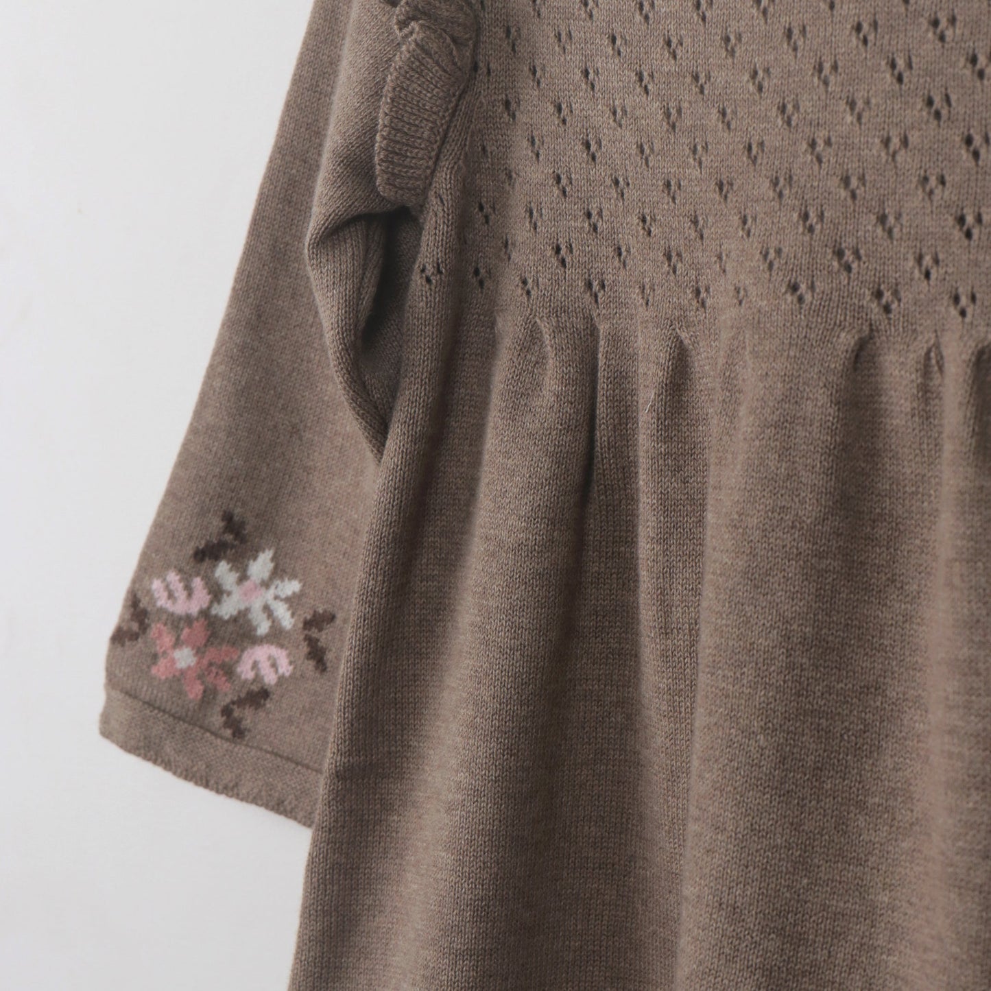 Toffyhouse Camel Cotton Knit Winter Frock with Full Sleeves & Back Button – Includes Socks