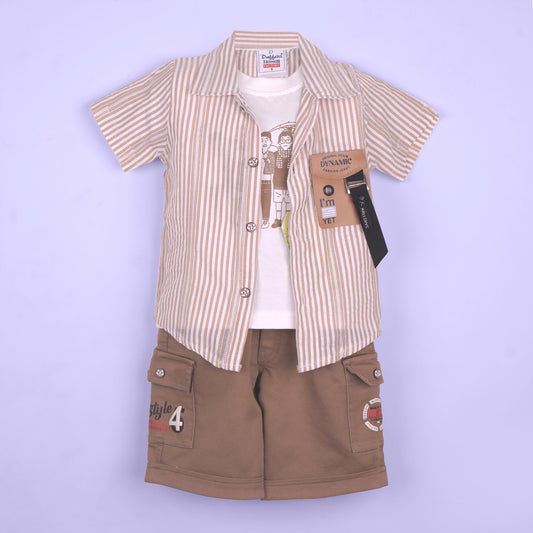 Daffodil Boys’ Summer Style – Shirt, Printed Tee & Shorts
