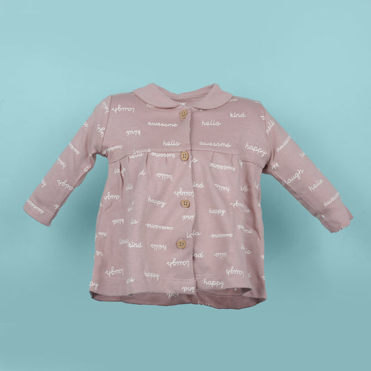 Pink Rabbit Girl's Camel Peter Pan Collar Frock