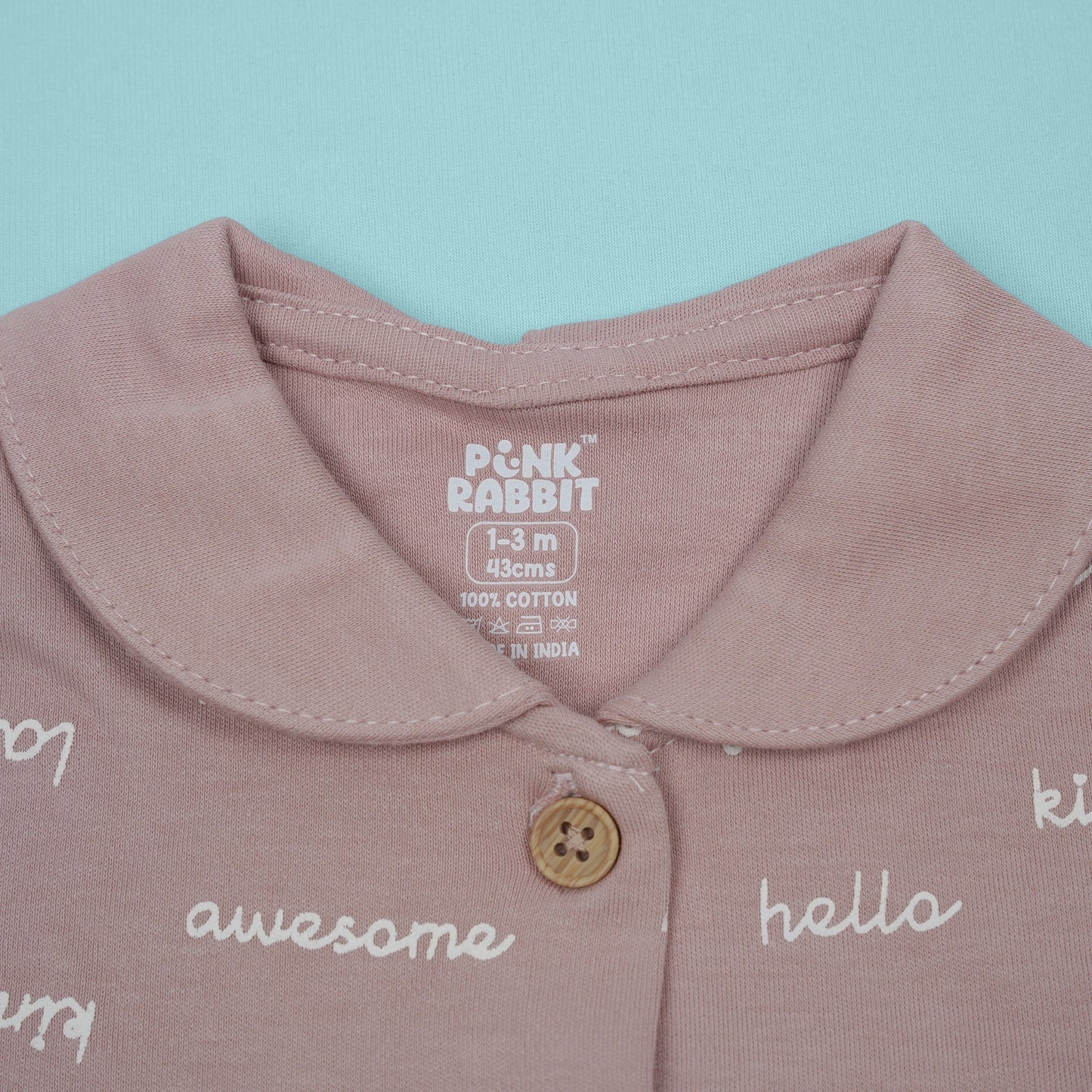 Pink Rabbit Girl's Camel Peter Pan Collar Frock
