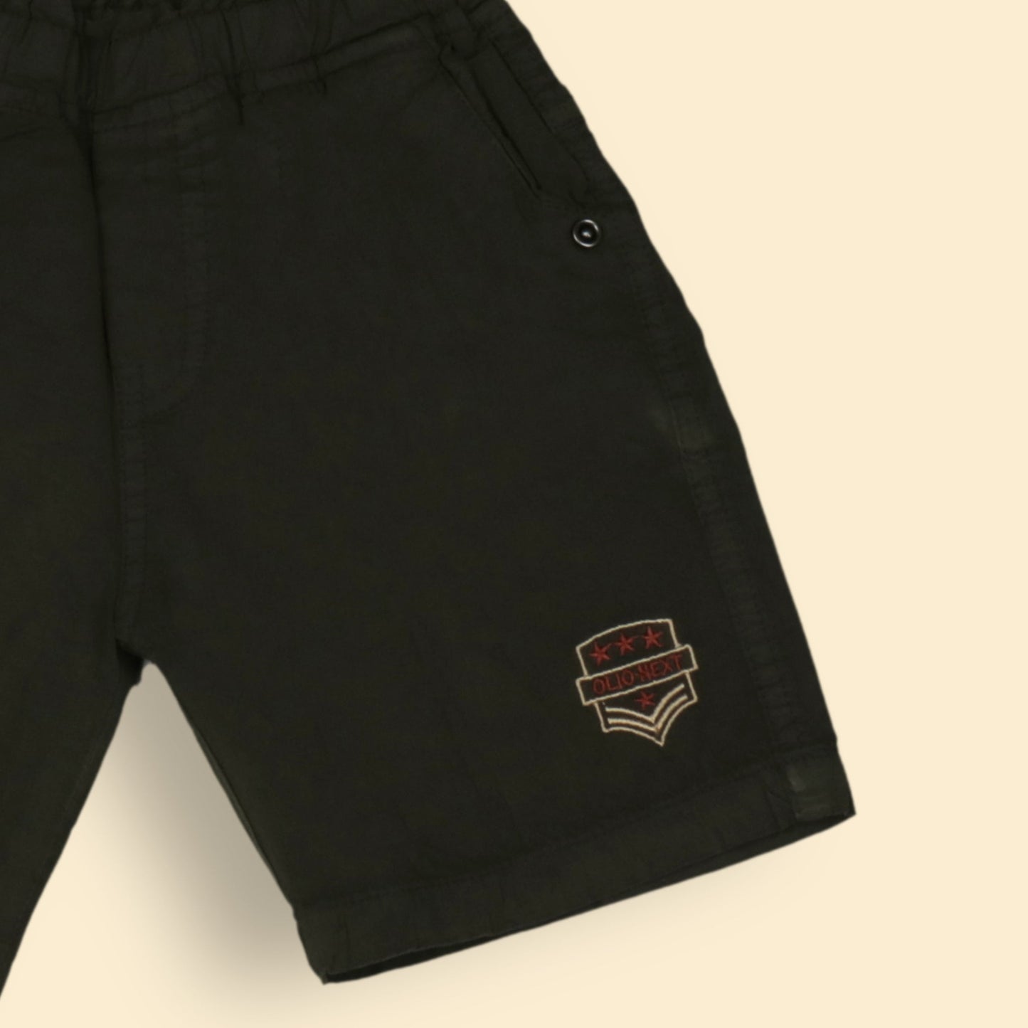 Oliokids Boys’ Essential Coffee Brown Shorts – Knee Length, Cotton Rib Fabric, Easy Slip-On with 3 Handy Pockets