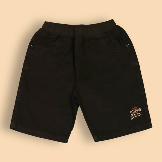 Oliokids Boys’ Essential Coffee Brown Shorts – Ribbed Cotton, Knee Length, 3 Pockets, Regular Fit