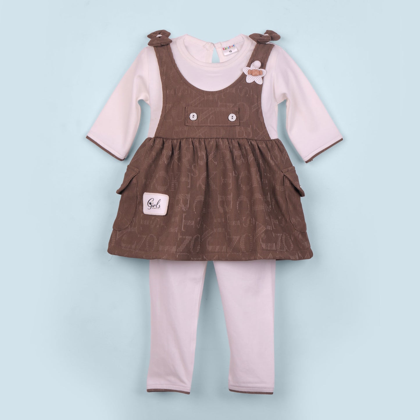 Kidzhive cotton blend frock & leggings: playful applique and easy slip-on comfort!