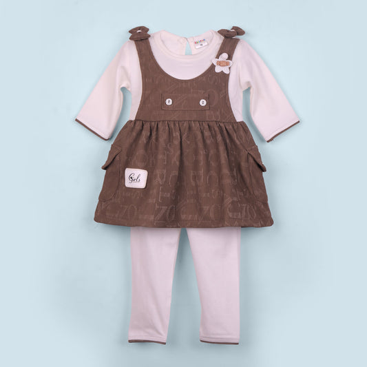 Kidzhive cotton blend frock & leggings: playful applique and easy slip-on comfort!