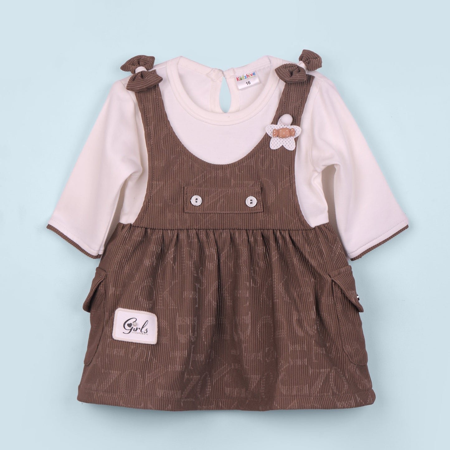 Kidzhive cotton blend frock & leggings: playful applique and easy slip-on comfort!