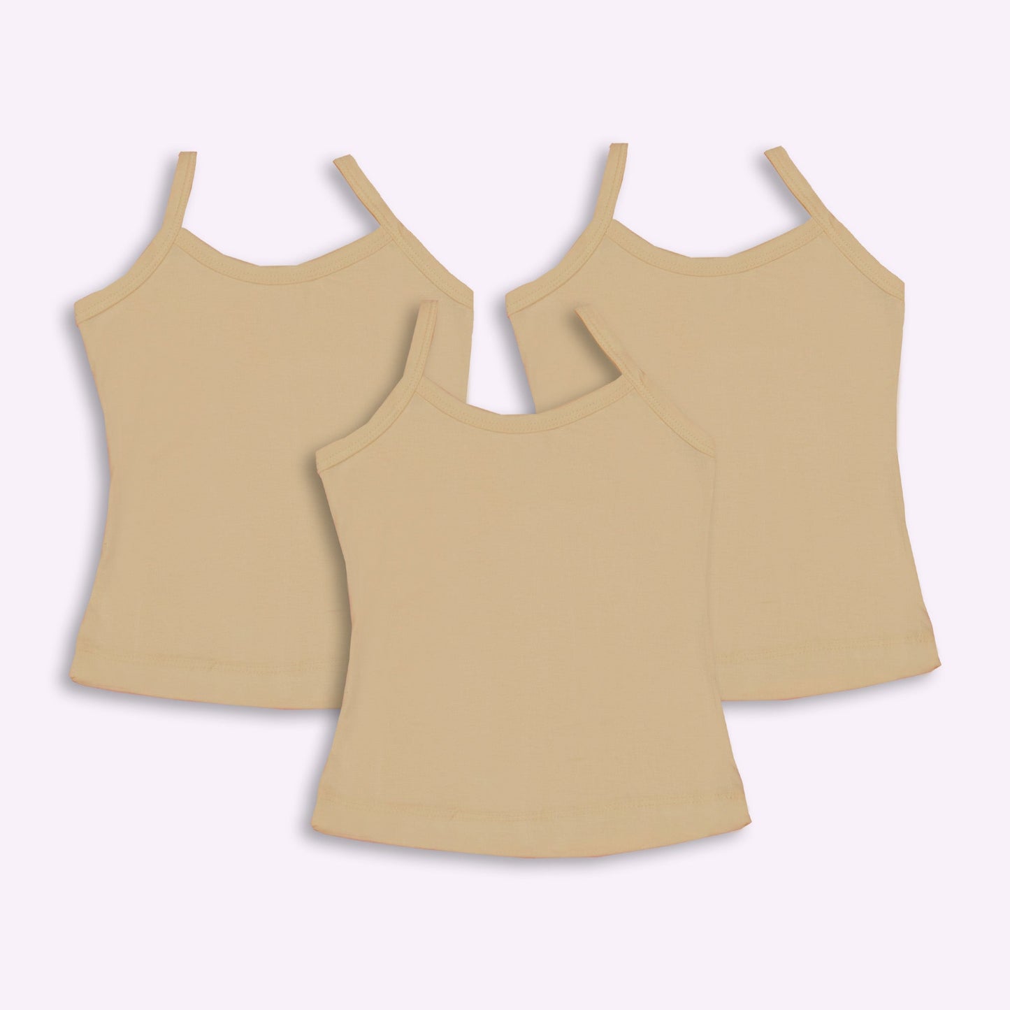 Girls’ Skin Tone Cotton Blend Camisoles by Body Care – 3-Pack Comfortable Sleeveless Innerwear