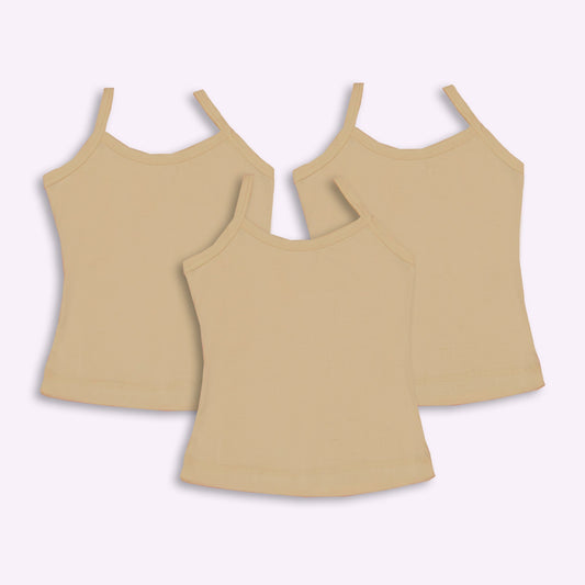 Girls’ Skin Tone Cotton Blend Camisoles by Body Care – 3-Pack Comfortable Sleeveless Innerwear