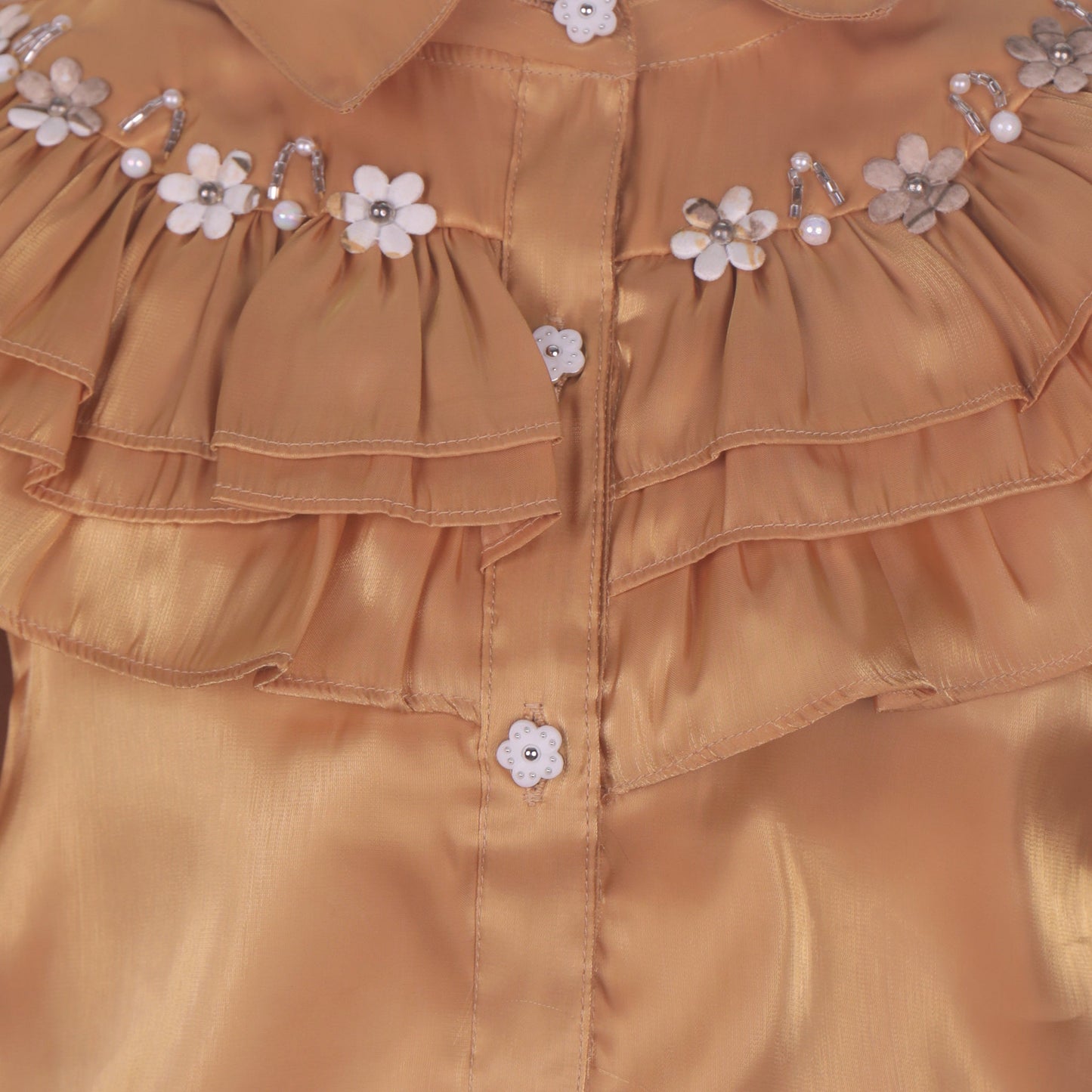Delicate Charm – Girls’ Skin Beaded Top with Flared Skirt