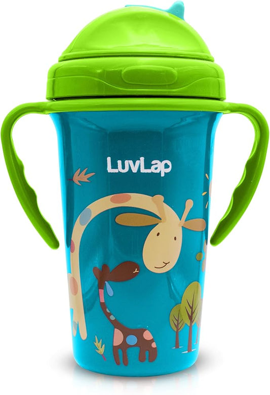 LuvLap Tiny Giffy Sipper – 300ml Anti-Spill Sippy Cup with Soft Silicone Straw, Purple, BPA-Free, Suitable for Infants & Toddlers 18 Months+