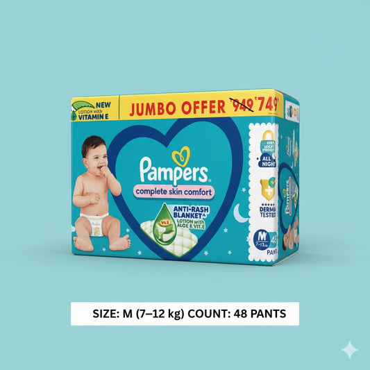 Pampers Medium Diaper Pants M (7-12 kg) | 48 pcs | Anti-Rash & Leak Guard