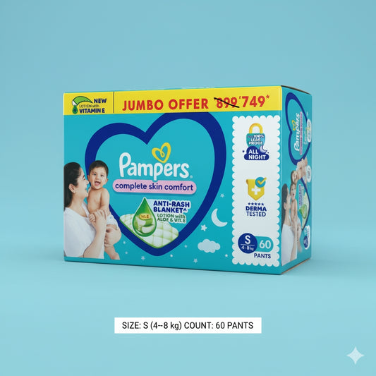 Pampers Small Diaper Pants S (4-8 kg) | Anti-Rash & Aloe Vera