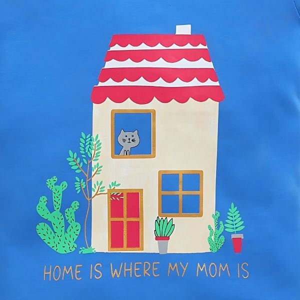 Blue Baby Tee for Girls – Sweet 'Home is Where My Mom is' Print