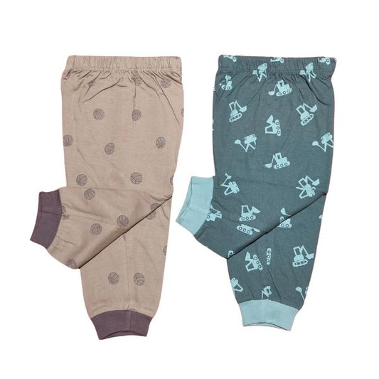 Set of 2 full length printed rib leggings/trackpants for causal wear : Dark Green and Olive