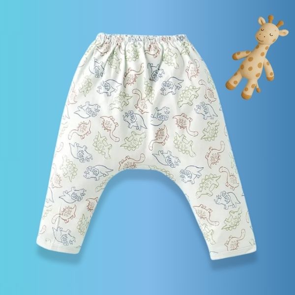 Super Comfortable Diaper Leggings with Cute Bear & Dinosaur Print Pack of 2 -Green & Beige