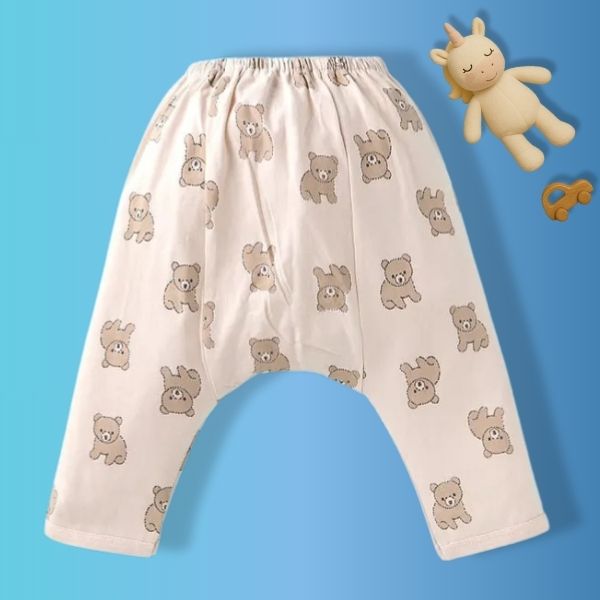 Super Comfortable Diaper Leggings with Cute Bear & Dinosaur Print Pack of 2 -Green & Beige
