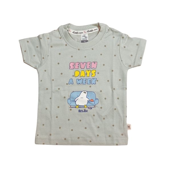 Stylish and Soft Pure Cotton Printed T-shirt with Matching Short Set - Light Grey