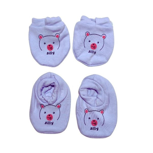 100% Cotton Printed Mittens & Booties set - Lavender Mist
