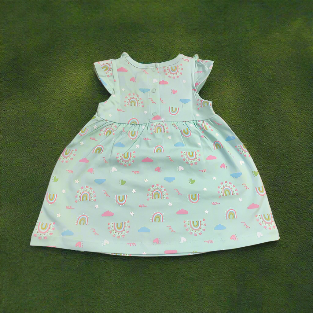 Comfortable Summer Frock with Frill Sleeves - Turquoise