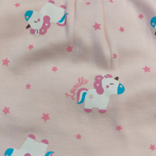 Sleeveless Cotton frock with Unicorn print - Light Pink