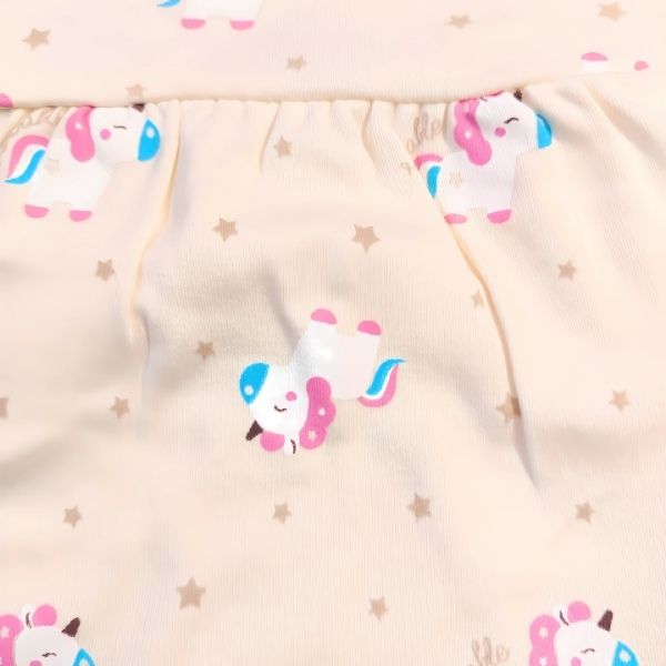 Sleeveless Cotton frock with Unicorn print - Light Yellow