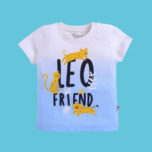 Blue Cotton T-Shirt for Infant Boys – Vibrant 3 Panther Print