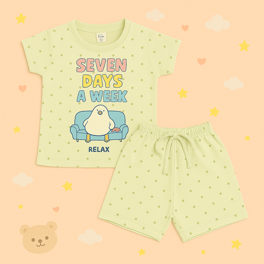 Cute and Comfortable Summer Set with Elastic - Light Green