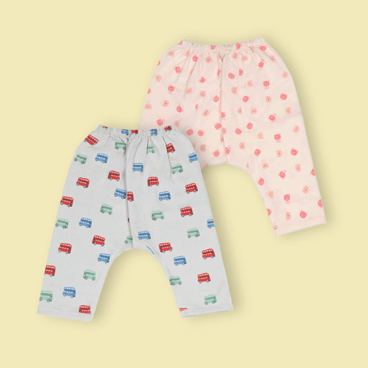 Pink Rabbit's Twice the Cuteness: Breathable Pink & Silver Diaper Leggings Duo!