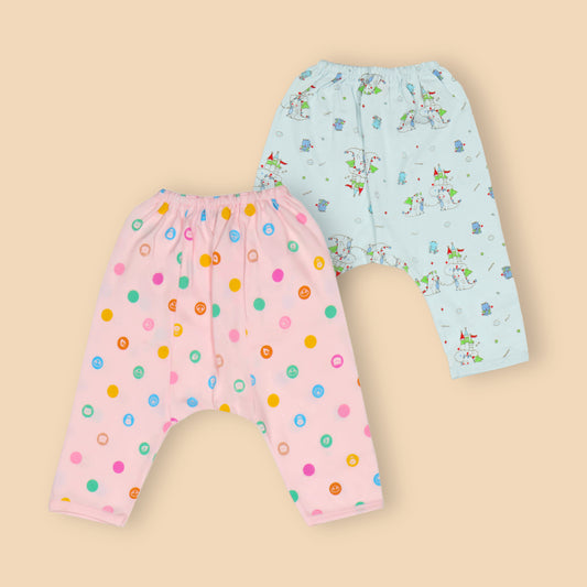 Pink Rabbit Breezy Buggers: Comfy Cotton Diaper Leggings Duo in Blue & Pink