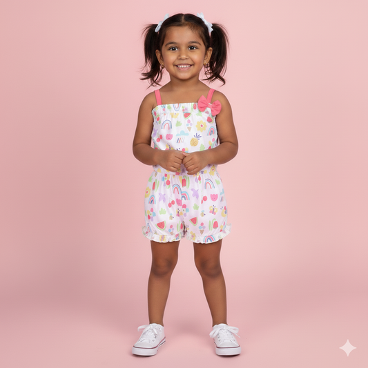 Orrigany Girls’ Outdoor & Festive Wear – White Romper